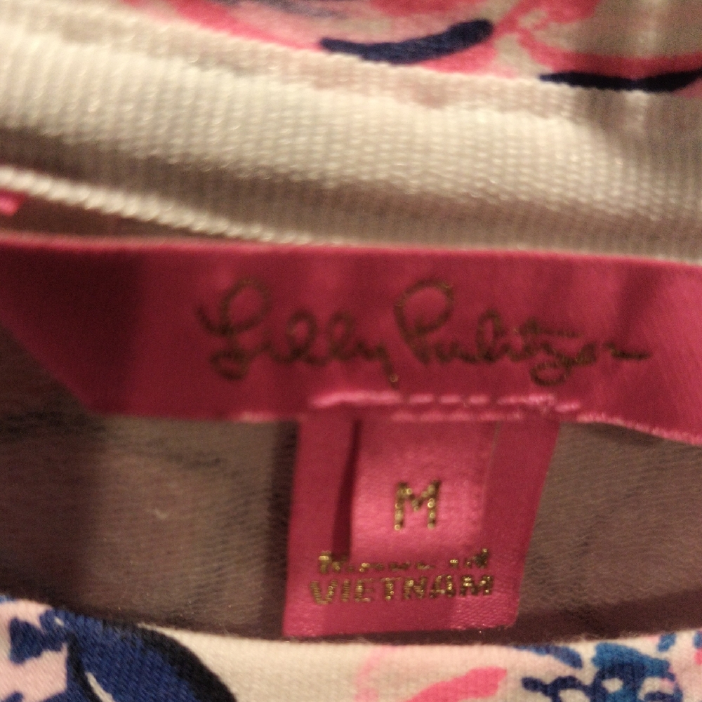 FINAL PRICE Lilly Pulitzer Pink, White and Navy Floral Patterned Blouse